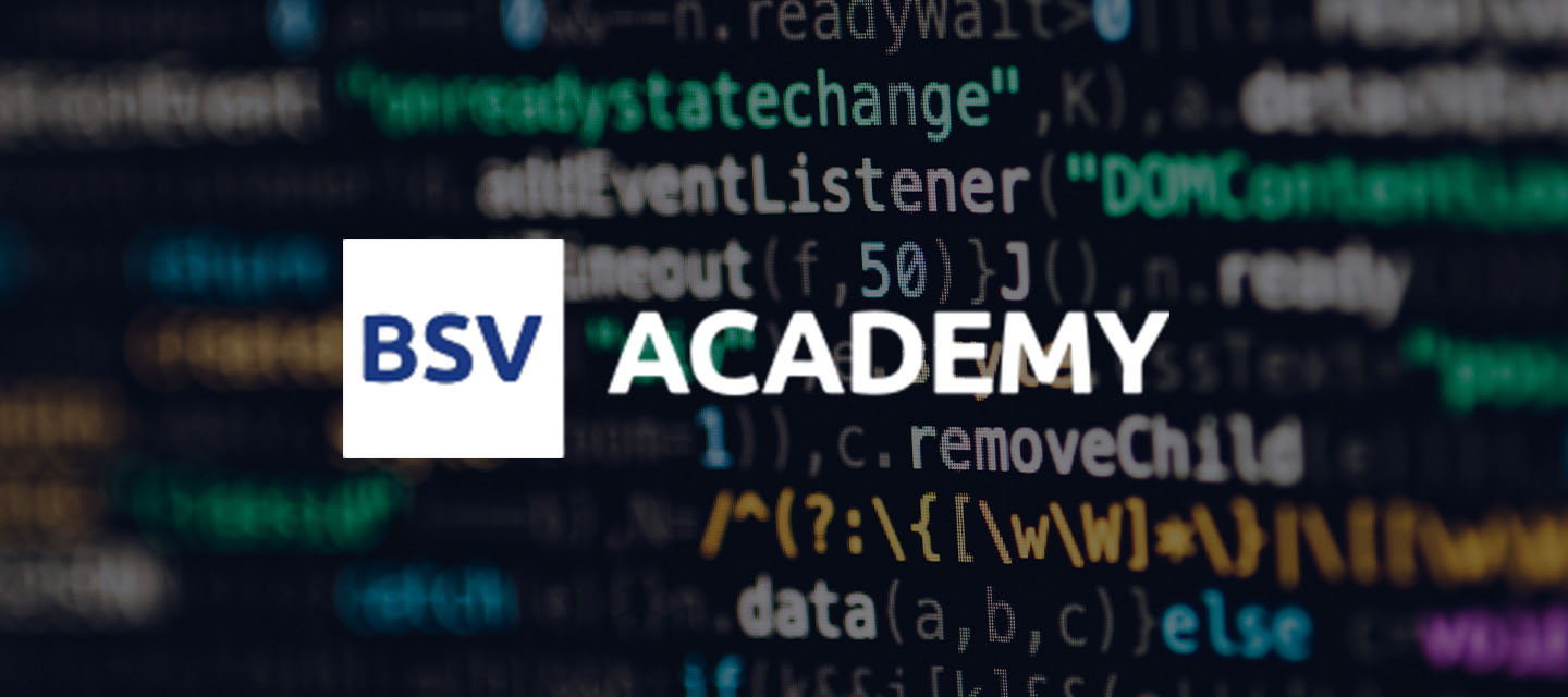 BSV Academy Logo over code background