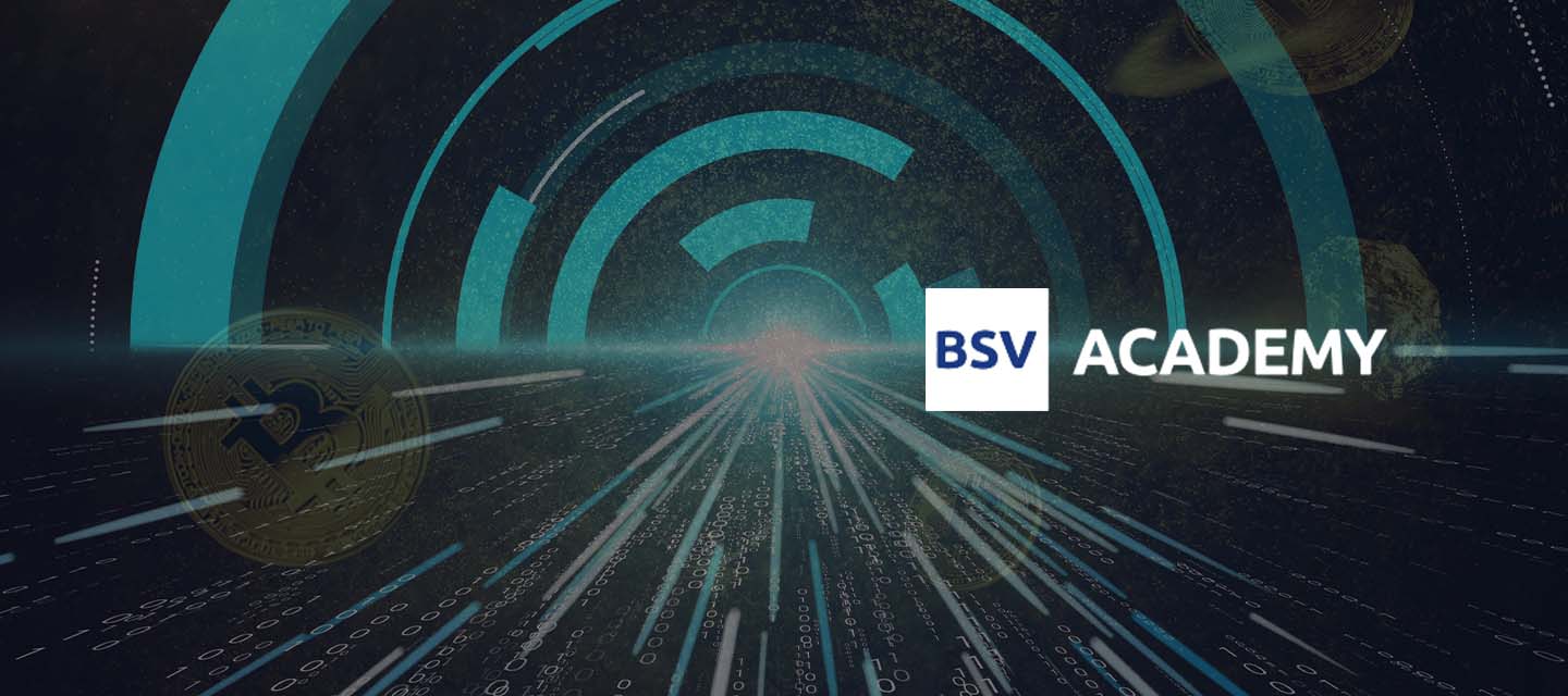 BSV Academy Logo over digital road