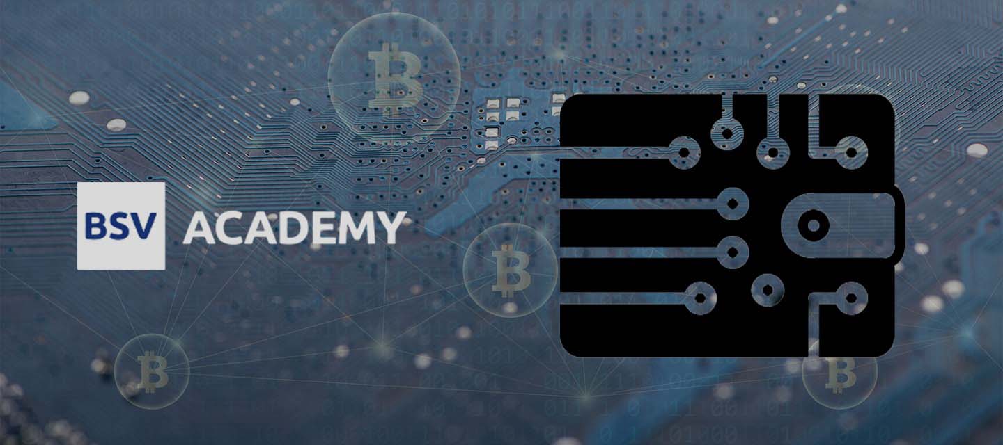 BSV academy logo over bitcoin circuitry